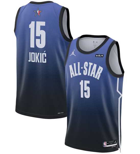 Men%27s 2023 All-Star #15 Nikola Jokic Blue Game Swingman Stitched Basketball Jersey Dzhi